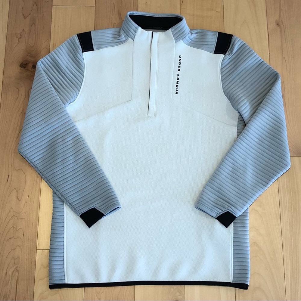 Under Armour White and Gray Zip Up Sweater